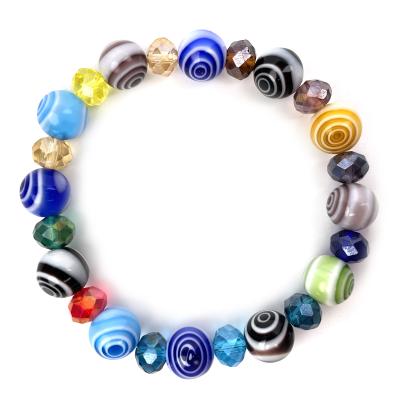 China Good Luck Thousands Color Flower Beads Nazar Charm 10 Mm Glass Evil Eye Good Luck Bracelet For Unisex Gift for sale