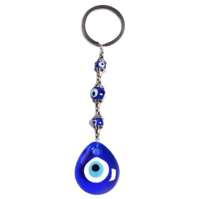 China Hot Sale Evil Eye Glass Drop Blue Water Nazar Gift Key Chain Lucky Gifts For Friends for sale