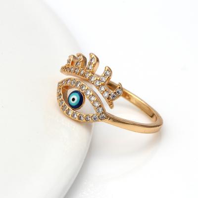 China Lucky Protection Charms Rings Greek Romantic Evil Eye Adjustable Gold Plated Jewelry Rings for sale