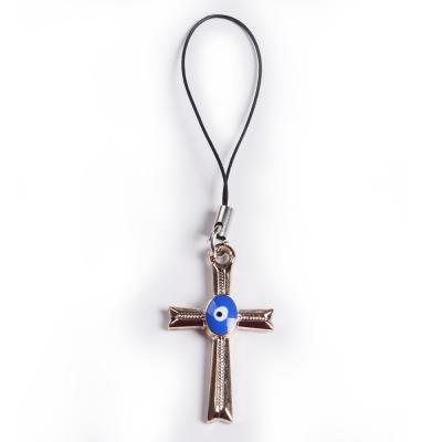 China 2020 hot sale alloy rope cheap length 7 cm cross pendant with evil eye for promotion as gifts for sale