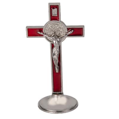 China Europe St Benedict High Quality Catholic Crucifix Necklace 2 Inch Red Stand for sale