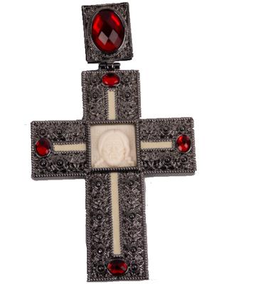 China Crystal Stones Gold Religious Orthodox Father Link Chain Chest Gun Black Plating Alloy Pectoral Cross Large For Priest for sale