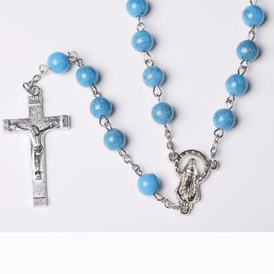 China Promotion Christian Jewelry Rosary Beads Chain Necklace Items Catholic Religious Souvenirs for sale