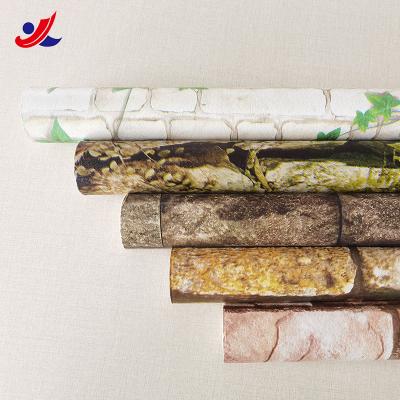 China Waterproof+ECO-Friendly PVC Brick Pattern Removable Waterproof Embossed Adhesive Stone Wallpaper for sale