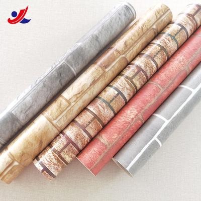 China Waterproof+ECO-Friendly Factory Supply Water Resistance Self Adhesive PVC Wallpaper Home Decoration Living Room Stone Brick for sale