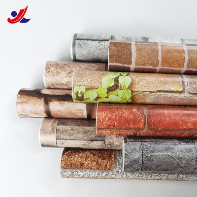 China Wholesale Waterproof+ECO-Friendly High Quality Brick PVC Waterproof Bathroom Bedroom Wallpaper Roll for sale