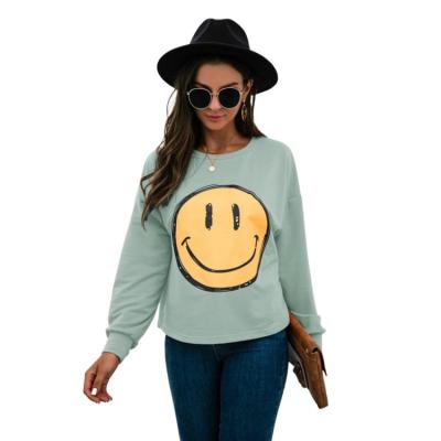 China New Style Anti-wrinkle Cartoon Print Smiling Fashion Street Loose Women's Hooded Top for sale