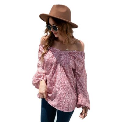 China 2021 new Anti-wrinkle solid color casual top sexy off-shoulder lantern sleeve top for sale