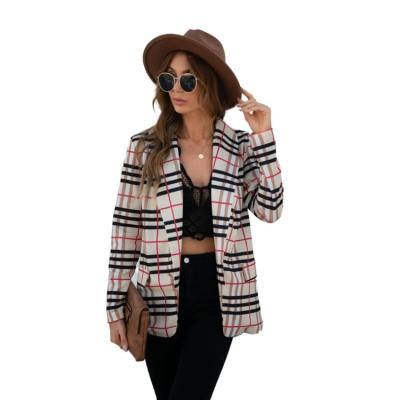 China High Quality Fashion Plaid Suit Coat Long Sleeve Anti-wrinkle Cylinder Type Straight Women for sale