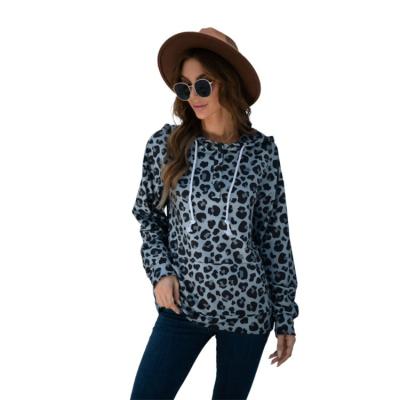 China leopard print sweatshirt custom parride loose pullover fashion ladies casual women hoodie for sale