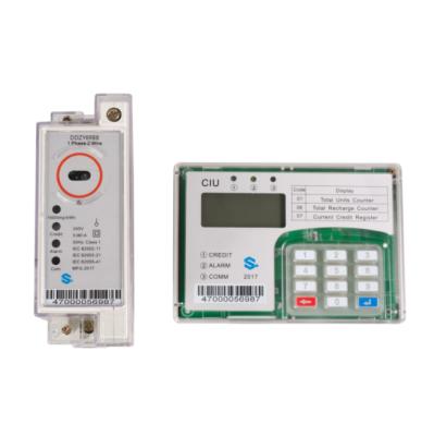 China Single Phase Smart Keypad Prepaid Din Rail Energy Meter With CIU DDZY6988-D for sale