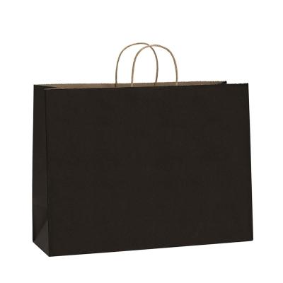 China Recyclable Gift Wrapping Bag Matt Black Shopping Paper Bag For Clothing for sale