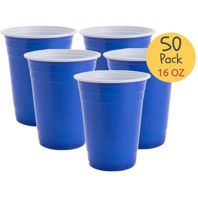 China Party Mug 12Oz Plastic Party Cups in Blue with Fill Lines Reusable Plastic Cups for Drinks, Soda, Punch, BBQs, Picnics for sale