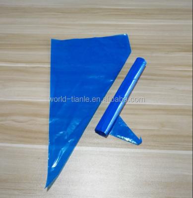 China Disposable Plastic Coated LDPE Material Sticky Blue Piping Bag , Packed In Roll for sale