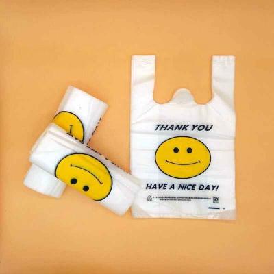 China Eco - Friendly Handled T Shirt Bag Shopping Supermarket Biodegradable Bags Thank You Bag for sale