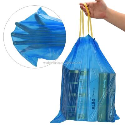 China Disposable Machine Making HDPE Drawstring Heavy Duty Garbage Sack Garbage Bag With Plastic Drawtape for sale