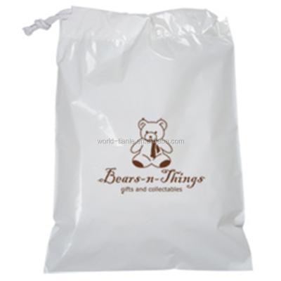 China Recyclable White Laundry Bag Custom Plastic LDPE Drawstring Bag For Laundry for sale