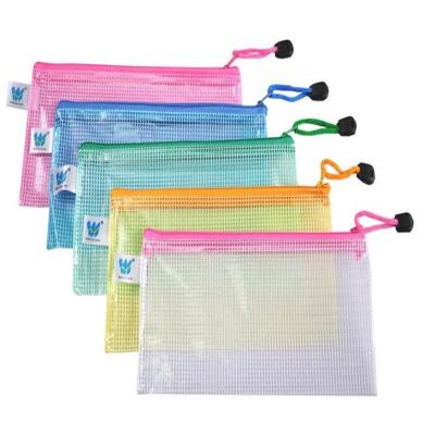 China Transparent PVC Mesh Pencil Case Zipper Lock Document Bag File Folder School Supplies Stationery Moisture Proof Bag a2 a3 a4 for sale