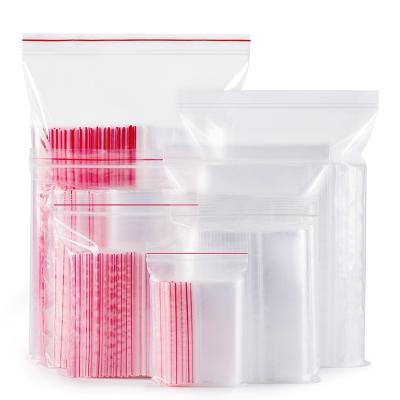 China LDPE 9*12 Recyclable Ziplock Bags Red Line 4 Mil Ziplock Bags Plastic Packaging Bag for sale