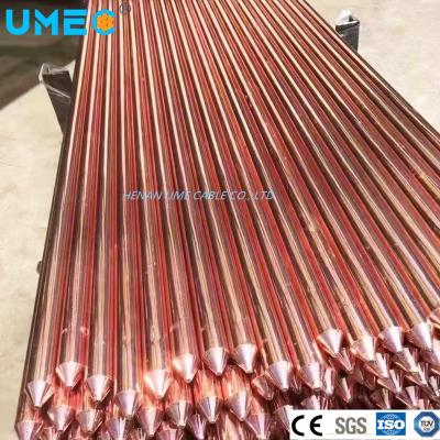 China 14.2 16.2 17.2mm Copper Clad Steel Grounding Rod Lightning Proof Copper Plated Pole for sale