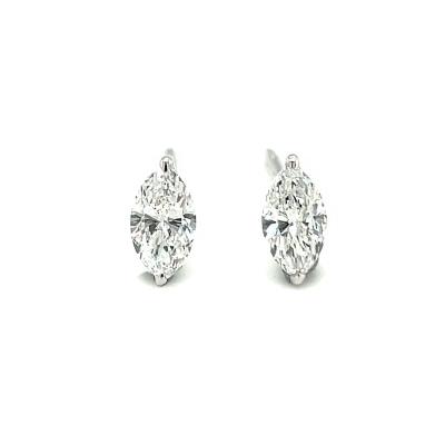 China Fashion Jewelry 18K White Gold Elegant Marquise Shape Earrings Diamond Charming Ear Studs Sweet Women's Stud Earring for sale