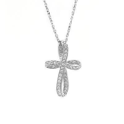 China Elegant Charming New Arrival 18K White Gold Drops Jewelry Cross Design Pendant For Women for sale