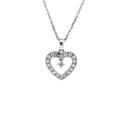 China Fashionable Charming Elegant 18K White Gold Heart Shaped Natural Diamond Pendant Love For Wedding Anniversary Gift for sale