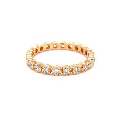 China New Style Gold Diamond Ring Charming Elegant Color 18K Rose Gold Set With Real Elegant Women's Round Diamond Anniversary And Engagement for sale