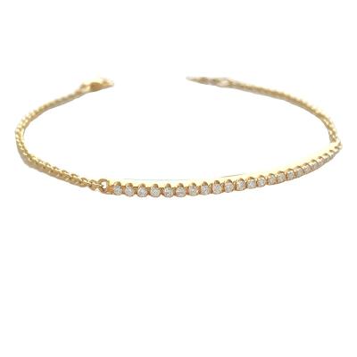 China High Quality Classic Design 18K Yellow Gold With Claw Setting Chain Bracelet High Quality Real Natural Diamonds for sale