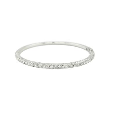 China Charming Elegant Fashion Design 18K White Gold Set With Round Brilliant Cut Real Diamond Deluxe Collection Natural Bangle for sale