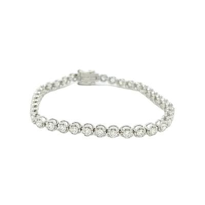 China Charming Classic Elegant Design 18K White Gold Set With Round Brilliant Cut Real Diamonds Luxury Collection Bracelet for sale