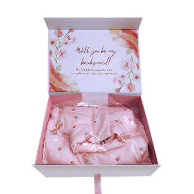 China Free Design Luxury White Materials Logo Recycled Custom Gift Box Bridesmaid Wedding Gift Box With Satin Ribbon for sale