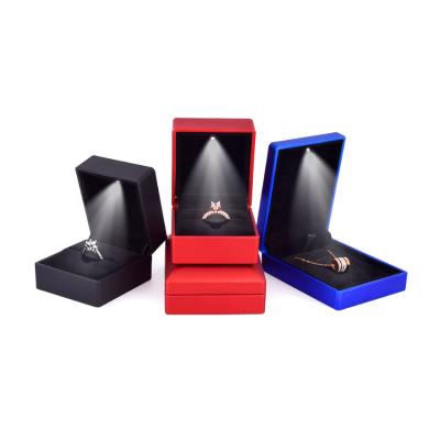 China Recyclable Custom Full Color Ring Bracelet Jewelry Box Pendant Necklace Set Jewelry Packaging Gift Boxes With LED Light for sale