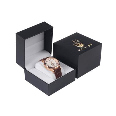 China New Design Custom Logo Square Watch Box Luxury Cardboard Paper Gift Packaging Black High Quality Watch Box Recyclable for sale