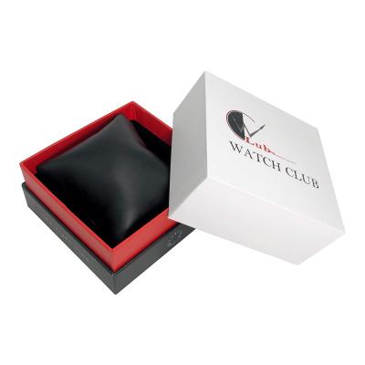 China Black Recyclable Logo Luxury Custom Lid Watch Gift Packaging And Raw Paper Boxes Single Pillow Watch Box For Watches for sale