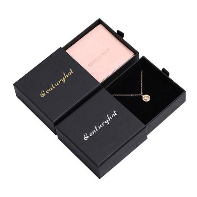 China Recyclable High End Custom Printed Ring Earring Bracelet Jewelry Packaging Black White And Pink Drawer Box With Logo for sale