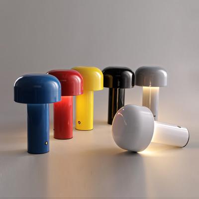 China Portable Led Wireless Rechargeable Modern Desk Restaurant Lamp Mushroom Touch Metal Metal Reading Light Minimalist Hotel Dresser for sale