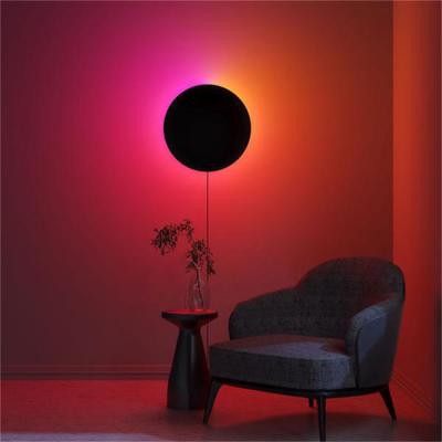 China Nordic Round Aluminum Wall Light RGB Wall Led Lamp Living Room Sofas Bedroom Decorations Modern Remote Control Lights for sale