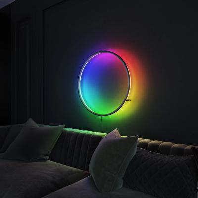 China Support Customized Modern Led Wall Lamp Round Indoor Atmosphere RGB Night Light Remote Control Modern Light For Home Decor for sale