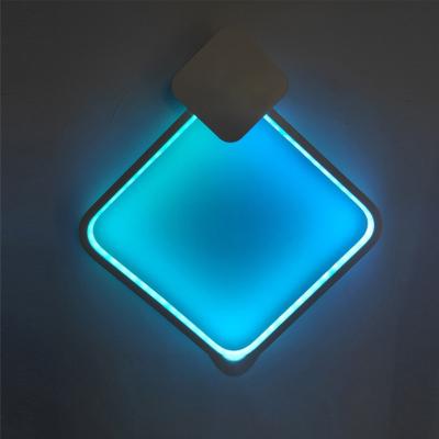 China Modern Creative Square Indoor Decoration Lamp RGB Remote Control Wall Light For Home for sale