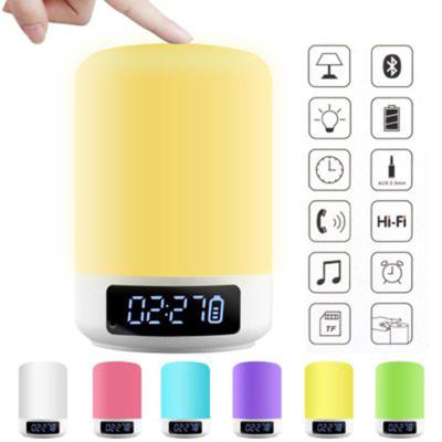 China Modern Wireless Creative Colorful Touch Atmosphere Alarm Clock Music Speaker Bedside Rechargeable Light Rechargeable Tapping Light for sale