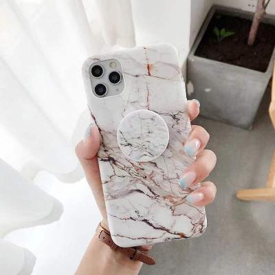 China Luxury Gold Band Slot Marble Stand Shockproof Phone Case For Phone Se Xr 2020 Xs X Max 7 8 plus 6s 11 pro Max Soft Silicone Stand Cover for sale