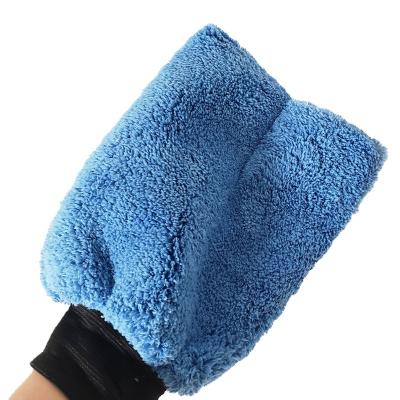 China Fibre Wholesale Waterproof Double Side Cleaning Mitt Glove Wash Glove Car Wash Tool for sale