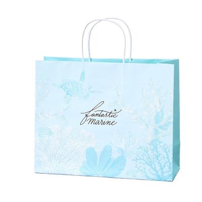 China Recyclable High Quality Promotional Eco Friendly Customized Logo Printed Shopping Kraft Papers Bag With Handle for sale