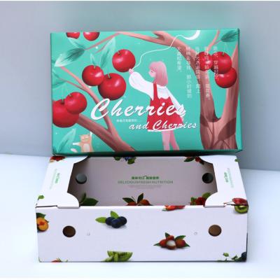 China Recyclable Customized Color Paper Box Fruit Packaging Eco Friendly Shipping Boxes Fruit Corrugated Cherry Carry Box For Fruit for sale