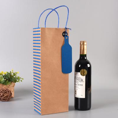 China Recyclable Single Bottle Packaging Paper Bag Wine Bag Wholesale With Customized Logo Eco Friendly for sale