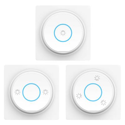 China Qichip Waterproof 1 2 3 Gang Circle Switch RF433MHz Kinetic Wireless Waterproof Wall Lamp Switch No Need Battery for sale