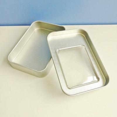 China Recyclable OEM CMYK Printing Metal Tin Box With PVC Window For USB Four-color Custom Printing Tin Box For Candy Gift for sale