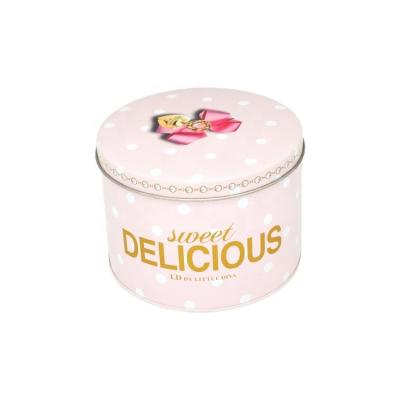 China Other Small Round Christmas Tin Gift Box Metal Cookie Box Candy Storage Containers Tinplate Gift Boxes for sale