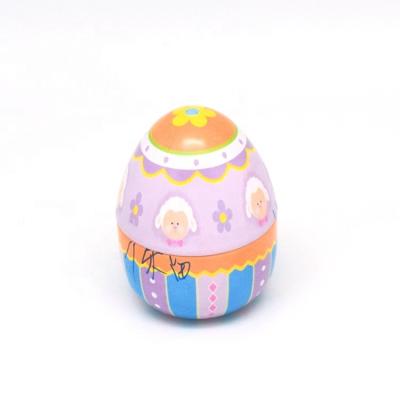 China Other New Design Metal Egg Shape Tin Chocolate Ribbon Toy Candy Packaging Tin Box For Sealing Storage for sale